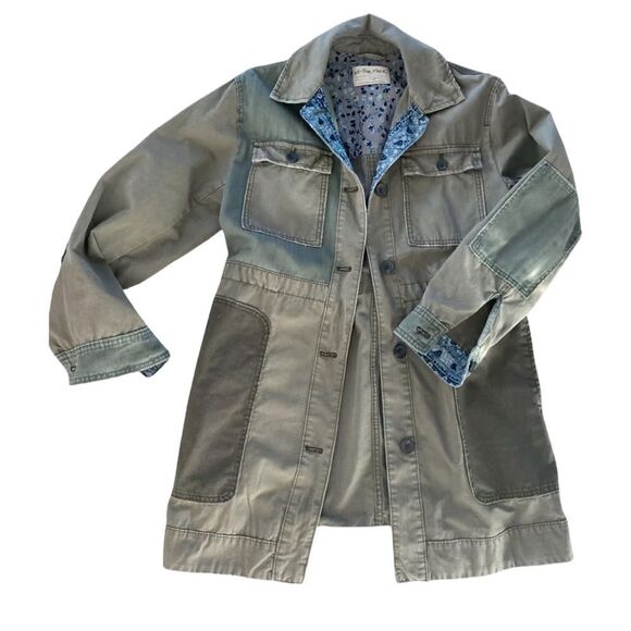 We The Free Green Utility Cargo Midi Casual Oversized Button Front Jacket Coat - Picture 4 of 10